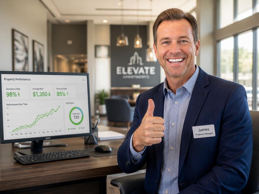 A property manager celebrating rising occupancy and rent performance